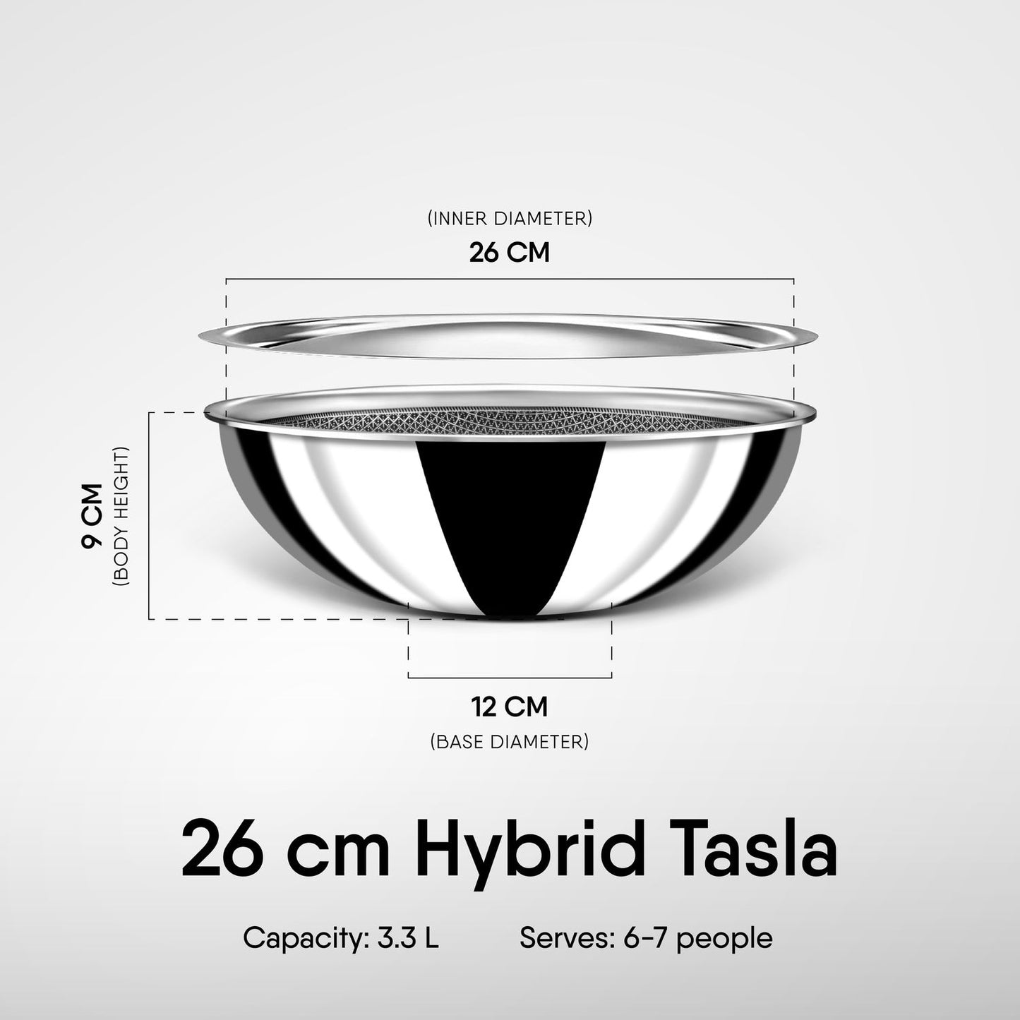 Engrave - Tasla Kadhai with Lid - Triply Artisan Hybrid Series