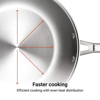 Stahl Artisan Triply Combo – Kadhai 24cm + Fry Pan 24cm + SS Pro Lid (24cm)