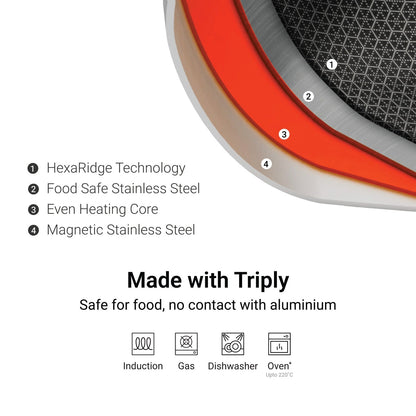 Stahl Artisan Hybrid Combo – Dosa Tawa 28cm + Fry Pan 24cm + Glass Lid (24cm)