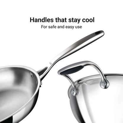 Stahl Artisan Triply Combo – Kadhai 24cm + Fry Pan 24cm + SS Pro Lid (24cm)