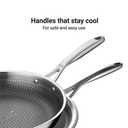 Stahl Artisan Hybrid Combo – Dosa Tawa 28cm + Fry Pan 24cm + Glass Lid (24cm)