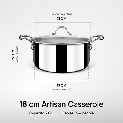 Engrave - Steel Sauce Pot / Casserole - Triply Artisan Series