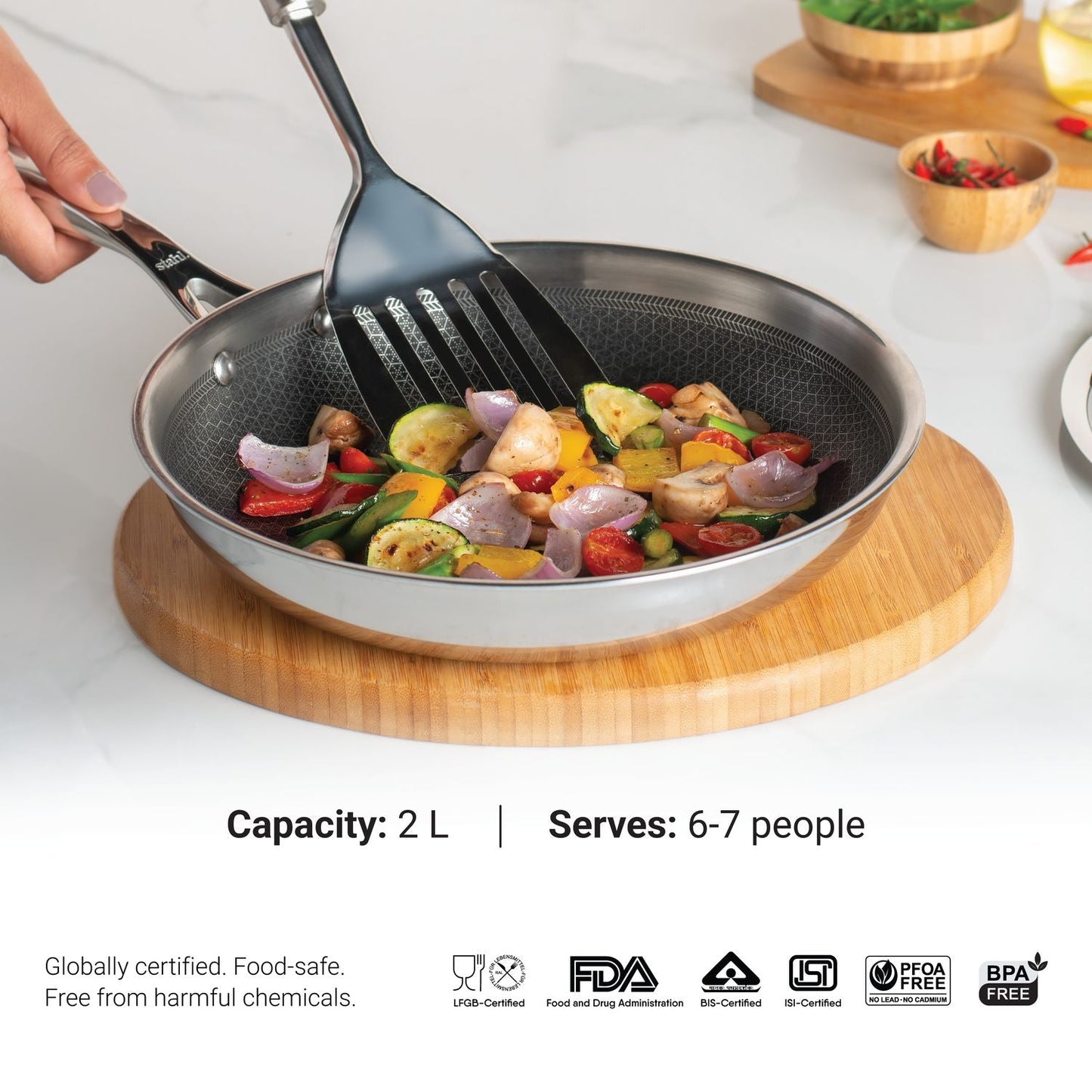 Stahl Artisan Hybrid Combo – Kadhai 24cm + Fry Pan 24cm + SS Pro Lid (24cm)