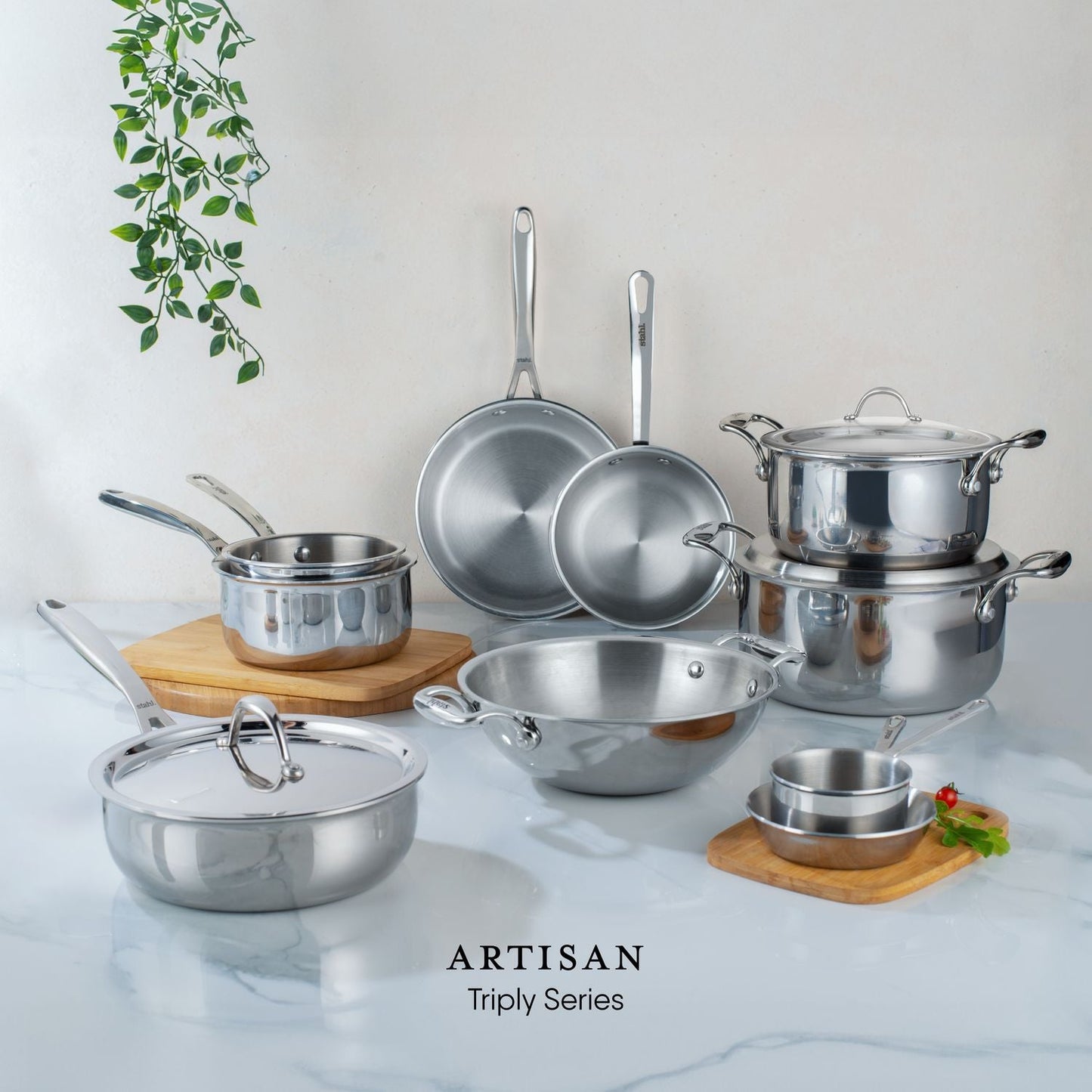 Engrave - Steel Sauce Pot / Casserole - Triply Artisan Series