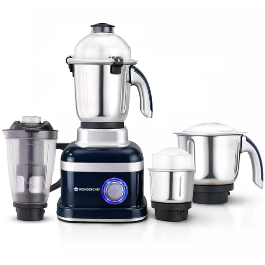 Cube 1000W Mixer Grinder, 4 Jars with Flow Breakers, Special Coarse Blade for Silbatta-style Khada Masala Grinding, Ideal for Grinding, Blending Chutney, Idli/Dosa Batter, 2-Yr Warranty