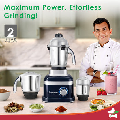 Cube 1000W Mixer Grinder, 3 Jars with Flow Breakers, Special Coarse Blade for Silbatta-style Khada Masala Grinding, Ideal for Grinding, Blending Chutney, Idli/Dosa Batter, 2-Yr Warranty