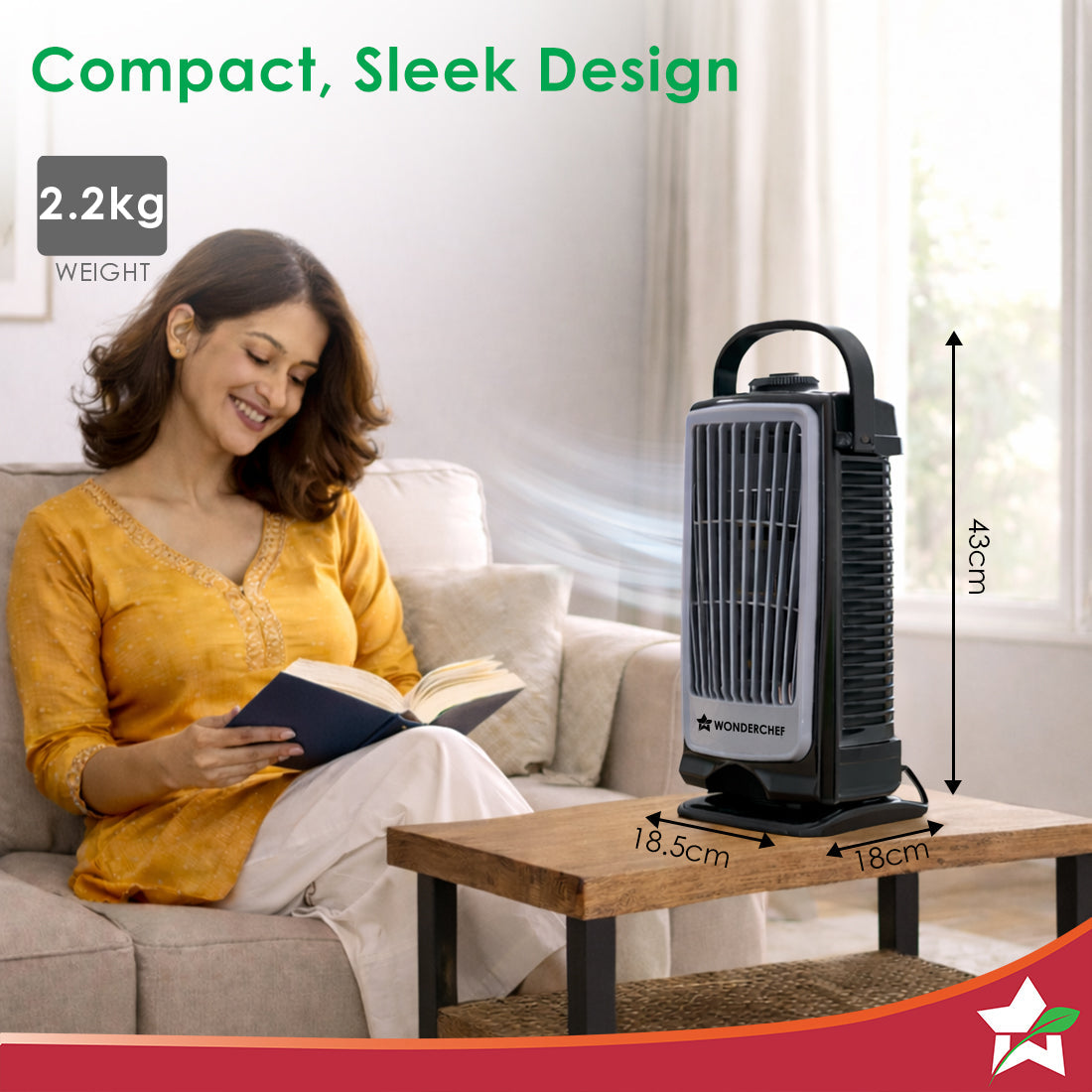 Tornado Portable Fan, For Home and Office Tabletop, 3 Speed Settings, 2kg Mini Portable Fan, Low Power Consumption, Child Safe, 1-Yr Warranty