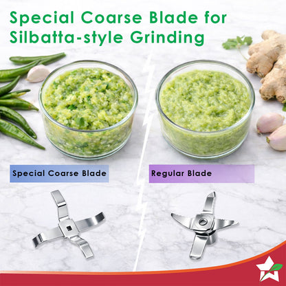 Cube 1000W Mixer Grinder, 3 Jars with Flow Breakers, Special Coarse Blade for Silbatta-style Khada Masala Grinding, Ideal for Grinding, Blending Chutney, Idli/Dosa Batter, 2-Yr Warranty