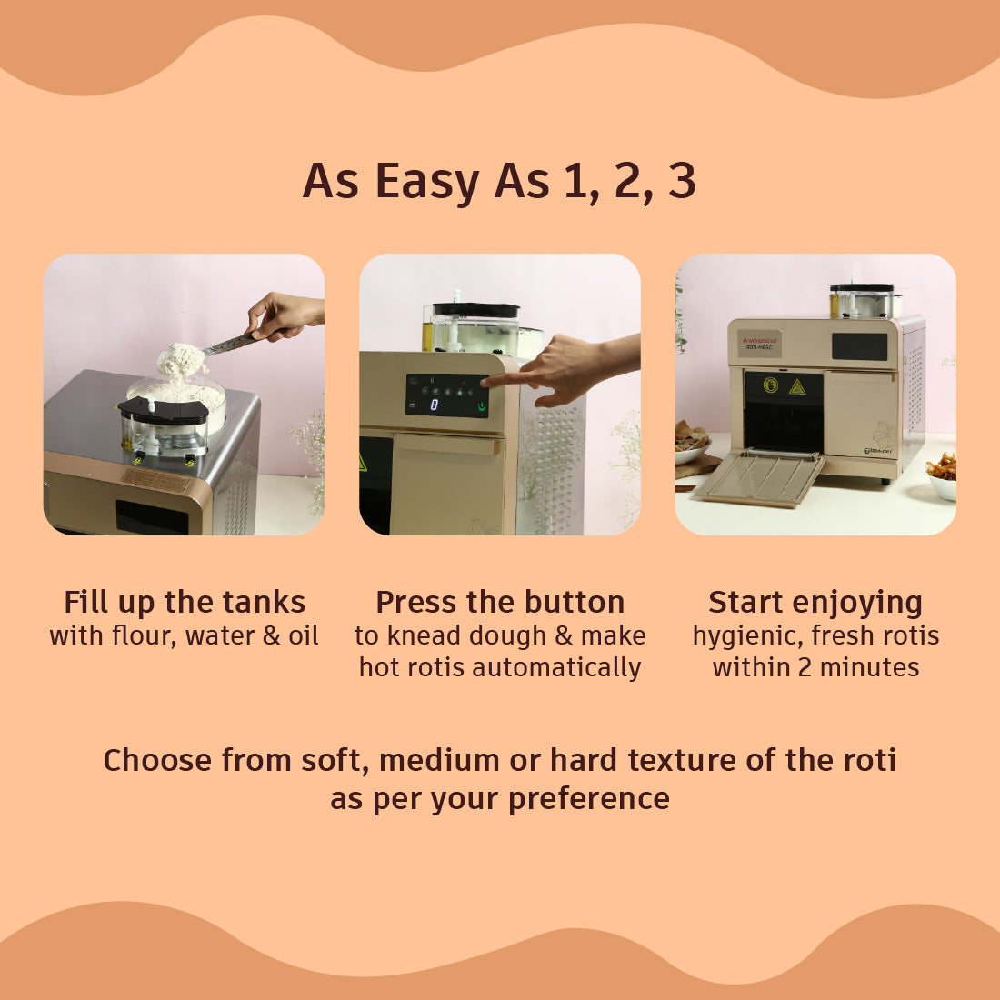Roti Magic, Fully Automatic Electric Roti Maker Machine for Homemade Hot Fresh Rotis, Dough Kneading, Rolling and Baking, Easy to Use, 12+ rotis in 15 mins, 2-Yr Warranty