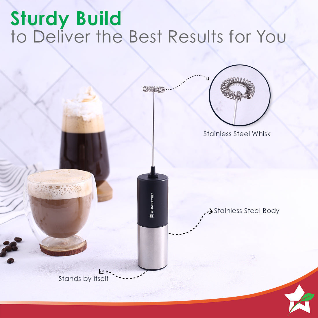 French Press Coffee Maker & Milk Frother Gift Combo | Brew in 3 Mins | Heat Resistant Borosilicate Glass Carafe | Battery-Operated Frother for Coffee, Hot Chocolate, etc.