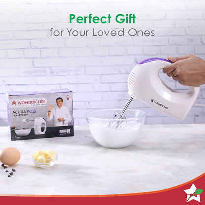 Acura Plus 200 W Electric Hand Mixer I 5 Speed Option | 2 Years Warranty | White