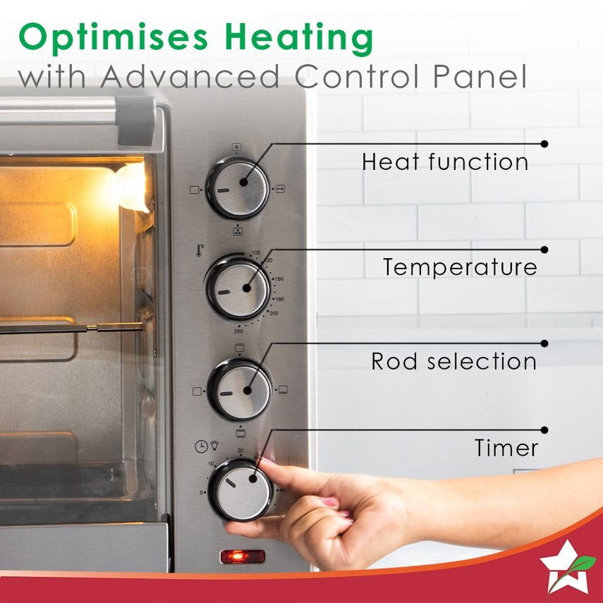 Wonderchef Renewed Oven Toaster Griller (OTG) - 48 Litres, Stainless Steel | with Rotisserie | Auto-shut off | Heat-resistant Tempered Glass | 6-stage heat selection | 1 Year Warranty