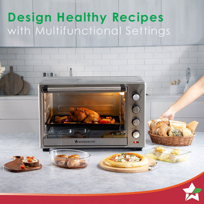 Wonderchef Renewed Oven Toaster Griller (OTG) - 48 Litres, Stainless Steel | with Rotisserie | Auto-shut off | Heat-resistant Tempered Glass | 6-stage heat selection | 1 Year Warranty