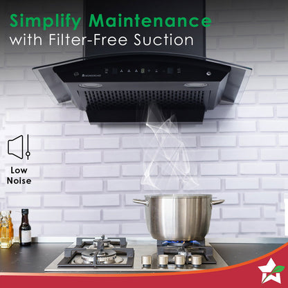 Ultima C-Line| 60cm | 1400 m3/hr | Auto Clean| Curved Glass Chimney | Baffle Filter | 1400M3/hr| Powerful Suction | Touch Control|  3 Speed Motion Sensor Technology| Low Noise | 7 Year Warranty|Black