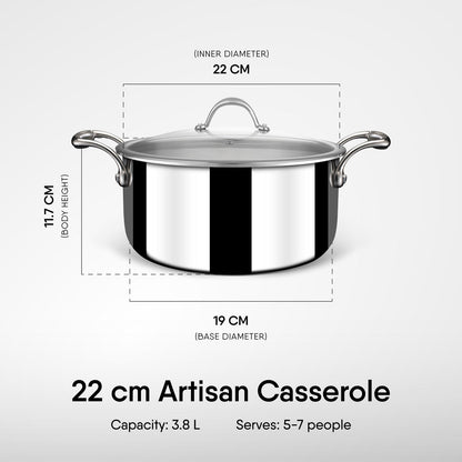 Engrave - Steel Sauce Pot / Casserole - Triply Artisan Series
