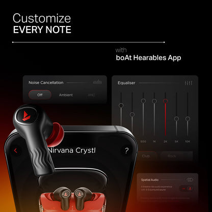 boAt Nirvana Crystl | Wireless Earbuds with 100 Hours Playback, Upto 32dB ANC, BEAST™ Mode, Adaptive EQ by Mimi