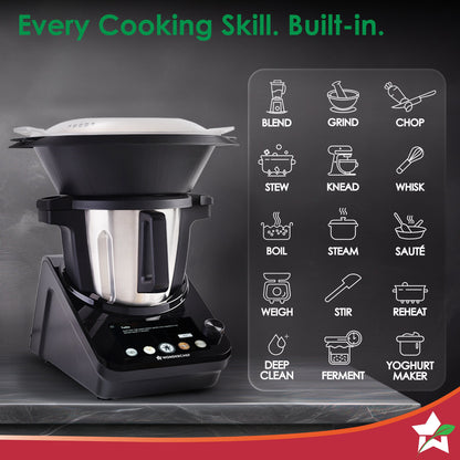 Chef Magic Kitchen Robot, Automatic Cooking Assistant, 500+ Recipes by Chef Sanjeev Kapoor, 15+ Cooking Modes, Create/Edit Recipes, Built-in Weighing Scale, Wi-fi & Phone App, 2-Yr Warranty
