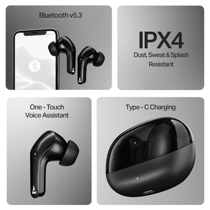 boAt Airdopes Plus 311 | Wireless Earbuds with 50 Hours Playback, Dual Mics with ENx™ Technology, BEAST™ Mode, ASAP™ Charge