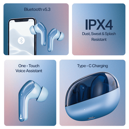 boAt Airdopes Plus 311 | Wireless Earbuds with 50 Hours Playback, Dual Mics with ENx™ Technology, BEAST™ Mode, ASAP™ Charge