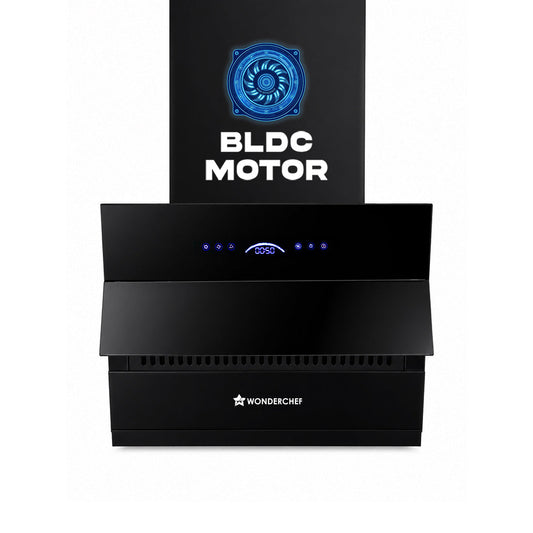 Ultra Slant 60cm Filterless Auto-clean Kitchen Chimney with Oil Collector, BLDC Motor, Suction 2000 m3/hr, Motion Sensor + Touch Control, 15-Yr Warranty on Motor & 5-Yr Comprehensive, Black