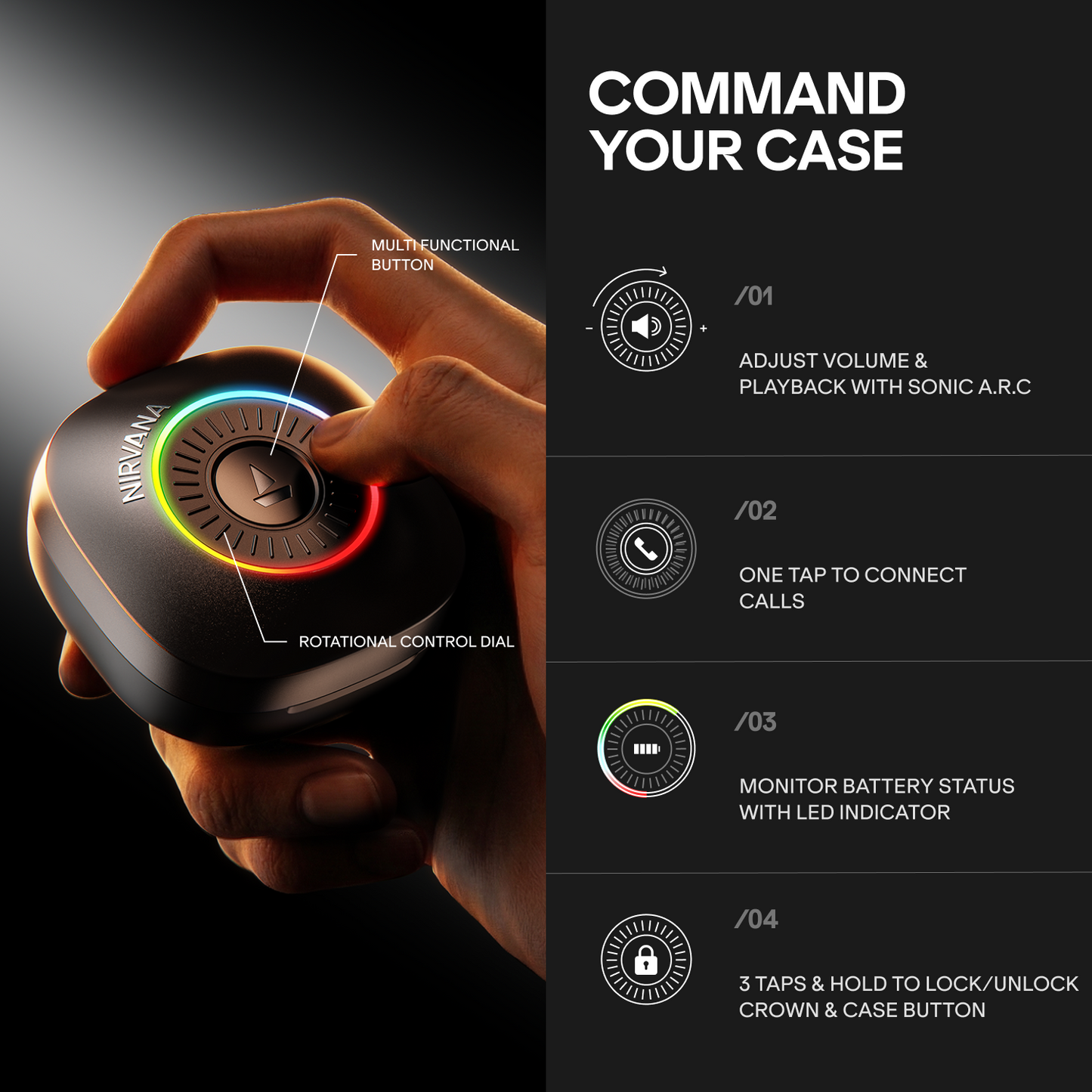 boAt Nirvana Crown | Smart TWS Earbuds with Haptic Enabled Case, 50dB Hybrid ANC & Spatial Audio