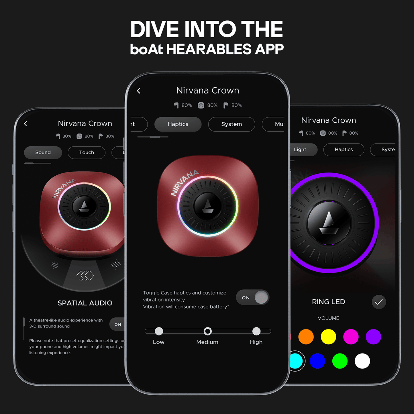boAt Nirvana Crown | Smart TWS Earbuds with Haptic Enabled Case, 50dB Hybrid ANC & Spatial Audio