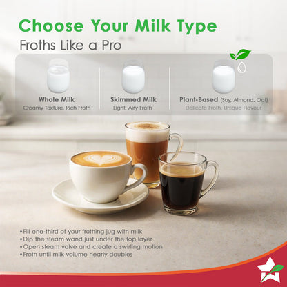 Rinaldi Espresso Coffee Machine | 20-bar Pressure | Digital Display | For Hot & Cold Espresso, Americano | Auto Cleaning | 2 Year Warranty