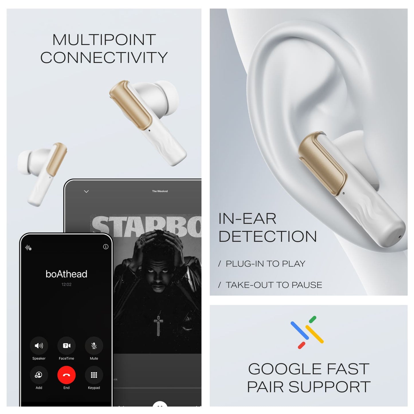 boAt Nirvana Ivy Pro | Wireless Earbuds with Dolby Head Tracking, 50H Playback, 52dB ANC & Adaptive EQ by Mimi
