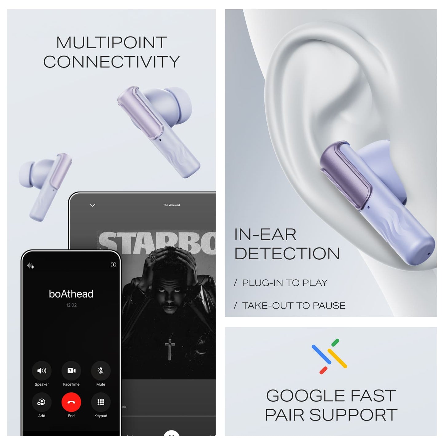 boAt Nirvana Ivy Pro | Wireless Earbuds with Dolby Head Tracking, 50H Playback, 52dB ANC & Adaptive EQ by Mimi