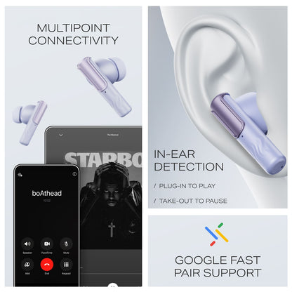 boAt Nirvana Ivy Pro | Wireless Earbuds with Dolby Head Tracking, 50H Playback, 52dB ANC & Adaptive EQ by Mimi