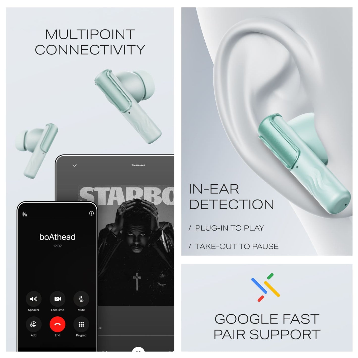boAt Nirvana Ivy Pro | Wireless Earbuds with Dolby Head Tracking, 50H Playback, 52dB ANC & Adaptive EQ by Mimi