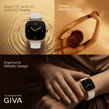 boAt Chrome Ivory | Smartwatch with 1.70" AMOLED Display, 1000 nits brightness & Female Wellness Tracking (Co-Designed with GIVA)