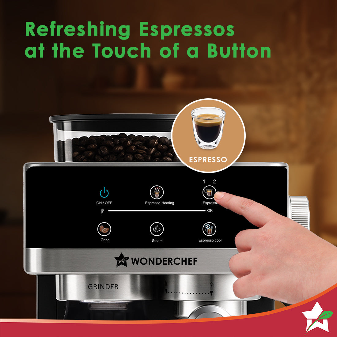 Regalia Espresso Machine & Coffee Grinder, 20-bar Pressure, Café-style Espresso, Hot & Cold Brew, 20 Grinding Options, 2-Yr Warranty