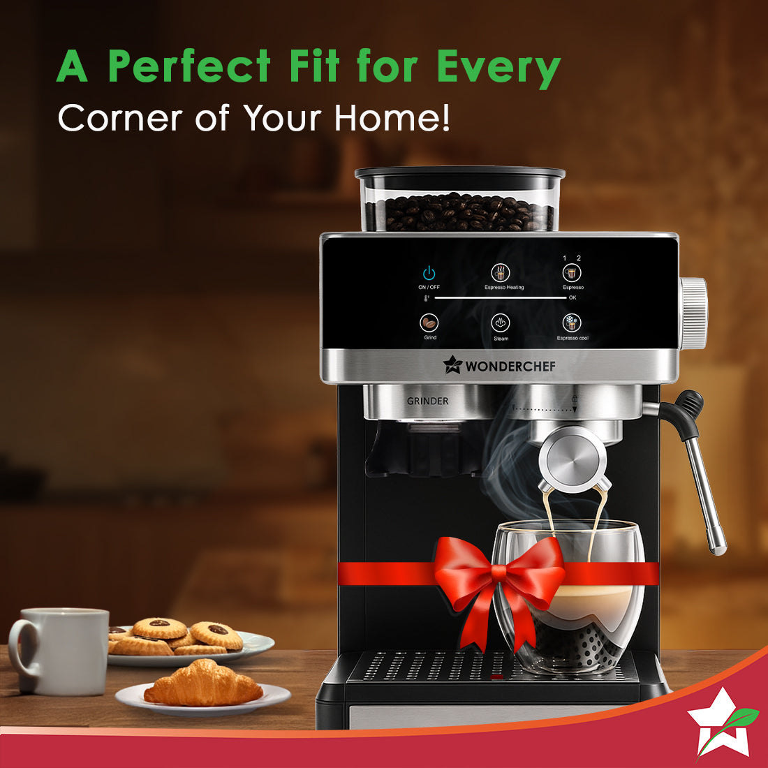 Regalia Espresso Machine & Coffee Grinder, 20-bar Pressure, Café-style Espresso, Hot & Cold Brew, 20 Grinding Options, 2-Yr Warranty