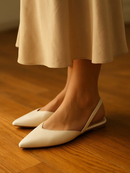 Women’s Minimal Slingback Flats – Pointed Toe Comfortable Casual Shoes
