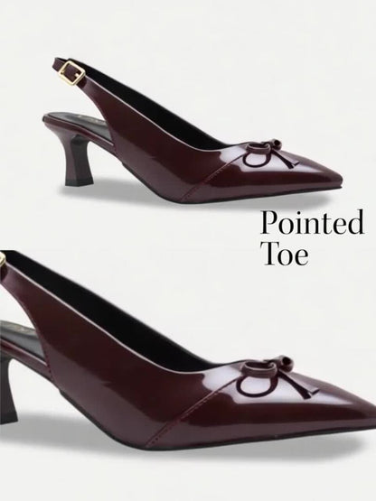 Women’s Patent Slingback Heels – Pointed Toe Elegant Party Pumps