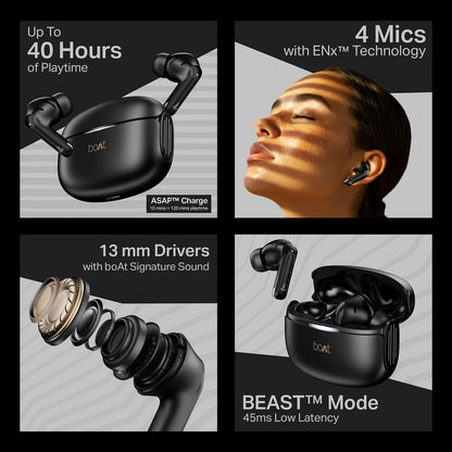 boAt Airdopes 219 | Wireless Earbuds with 40 Hours Playback, BEAST™ Mode & ENx™ Calling